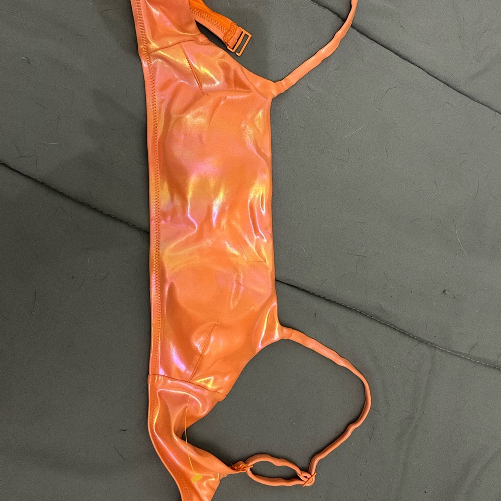 Shiny Orange Bikini Top